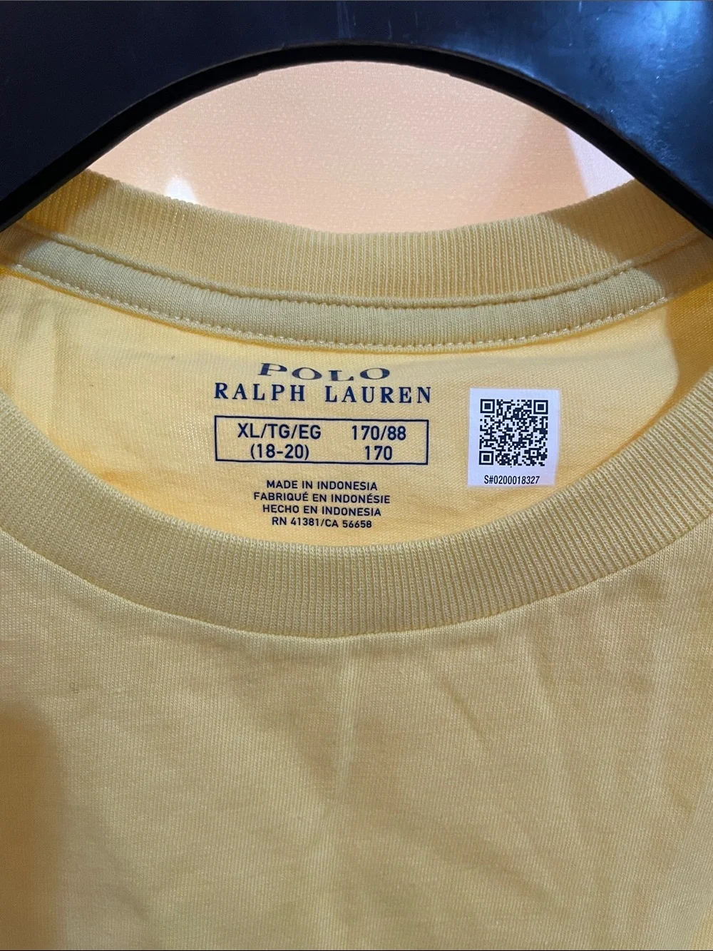 Ralph Lauren Men’s Pale Yellow Crewneck T-Shirt with Blue Polo Logo